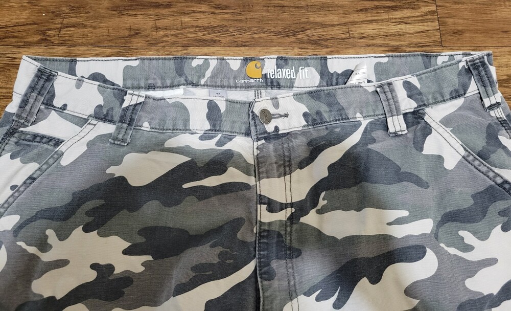 Carhartt Gray Camo Cargo Shorts Relaxed Fit Bottoms Men’s Size 42 100279-071 - Picture 5 of 12
